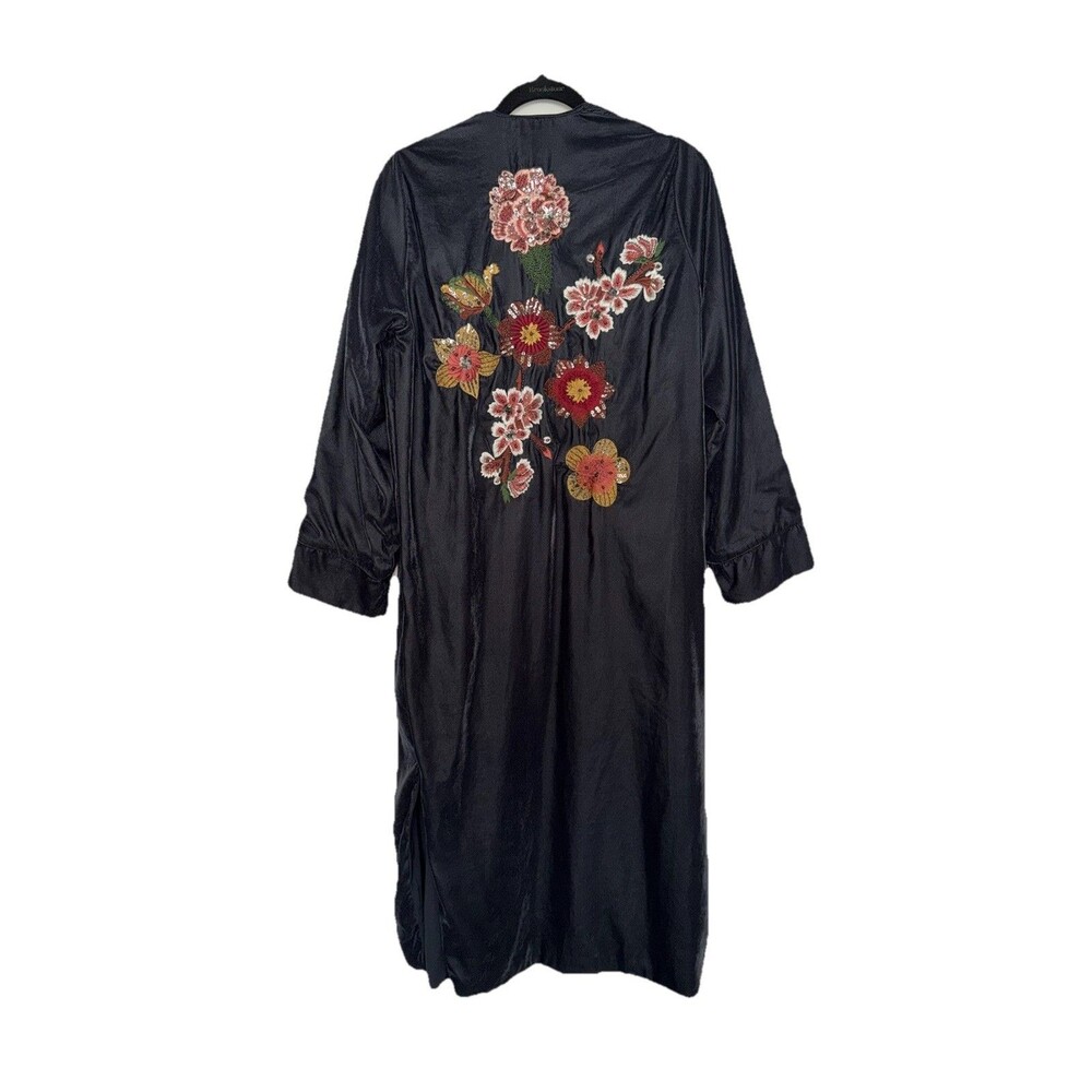 Zara Black Velvet Kimono With Sequin Detail Size Medium